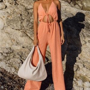 NWT 12th Tribe Augustine Apricot Halter Jumpsuit